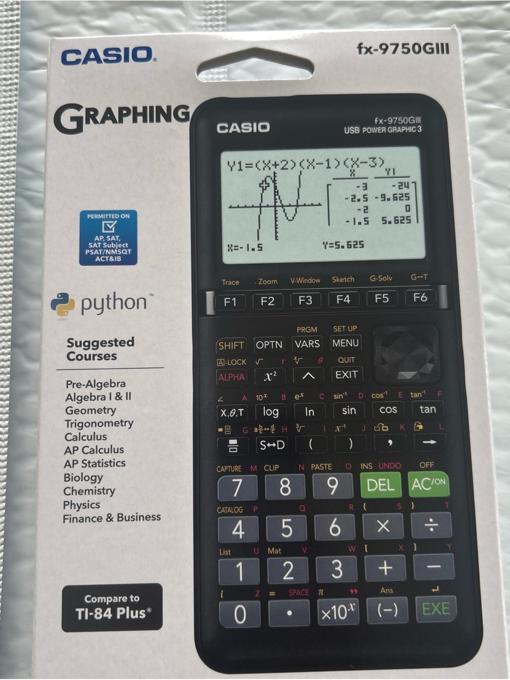 Casio FX-9750GIII Graphing Calculator Python & Natural Text Book Displ NEW Black